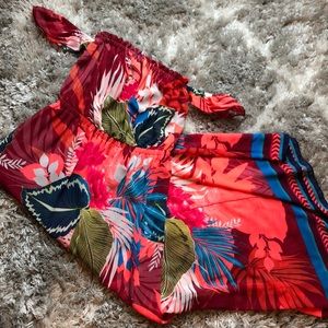 Express floral off the shoulder maxi dress S